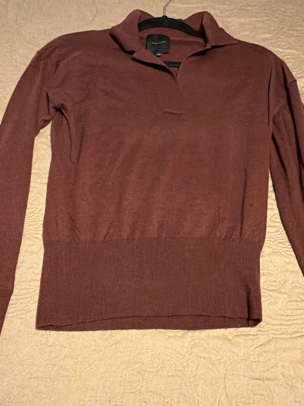 Women’s Long Sleeve Polo Sweater in Burgundy